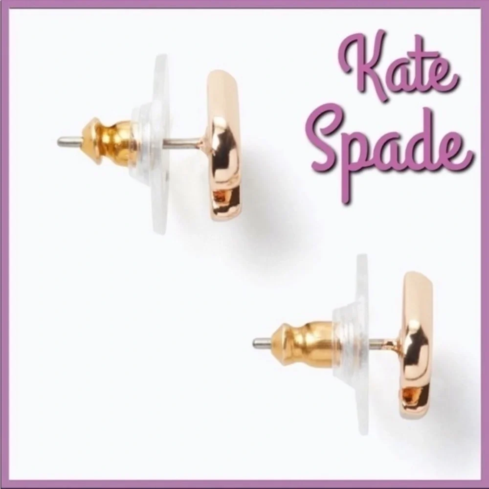 Kate Spade stud pink glitter earrings post gold tone classic spade shape